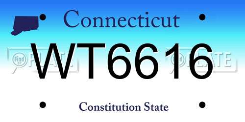 WT6616 Connecticut License Plate