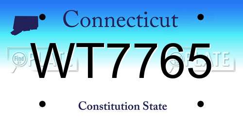 WT7765 Connecticut License Plate