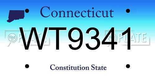 WT9341 Connecticut License Plate