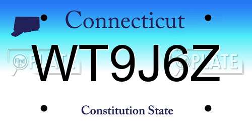 WT9J6Z Connecticut License Plate