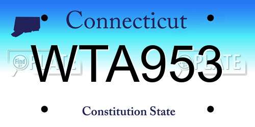 WTA953 Connecticut License Plate