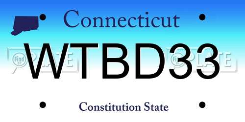 WTBD33 Connecticut License Plate