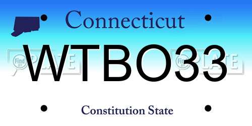 WTBO33 Connecticut License Plate