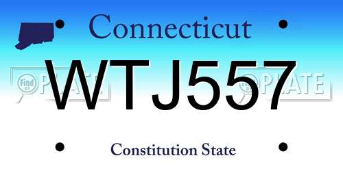 WTJ557 Connecticut License Plate