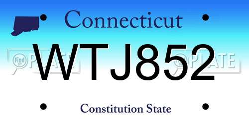 WTJ852 Connecticut License Plate