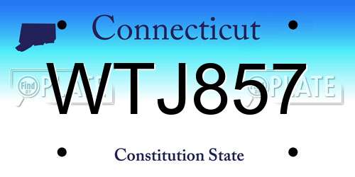 WTJ857 Connecticut License Plate