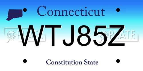 WTJ85Z Connecticut License Plate