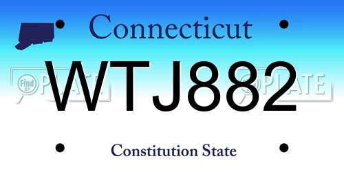 WTJ882 Connecticut License Plate