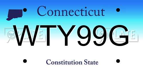 WTY99G Connecticut License Plate