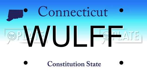 WULFF Connecticut License Plate