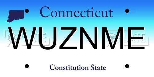 WUZNME Connecticut License Plate