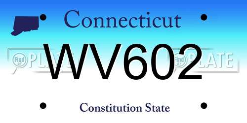 WV602 Connecticut License Plate