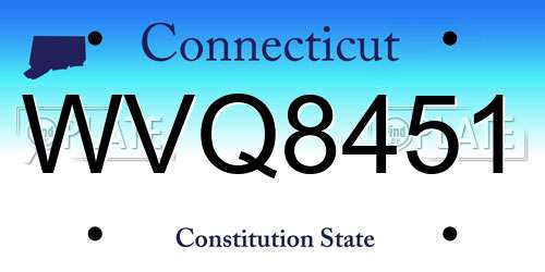 WVQ8451 Connecticut License Plate