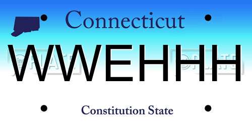 WWEHHH Connecticut License Plate