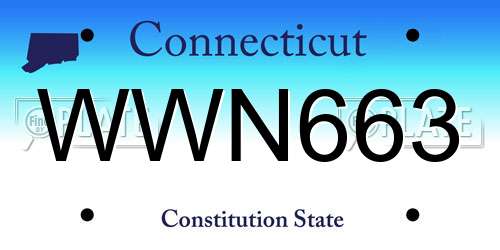 WWN663 Connecticut License Plate