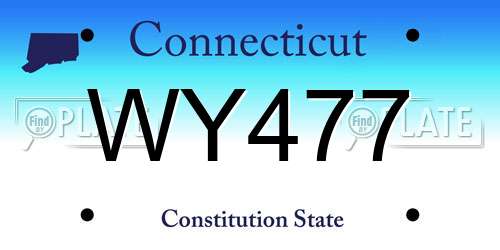 WY477 Connecticut License Plate