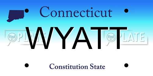 WYATT Connecticut License Plate