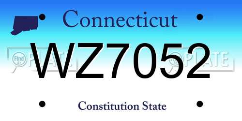 WZ7052 Connecticut License Plate