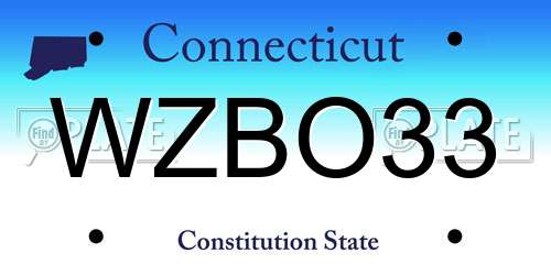 WZBO33 Connecticut License Plate