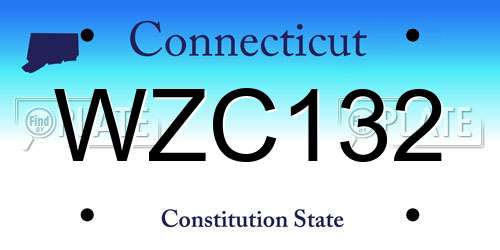 WZC132 Connecticut License Plate