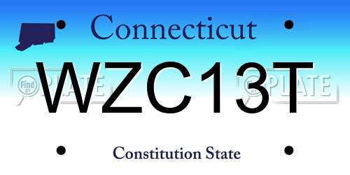 WZC13T Connecticut License Plate