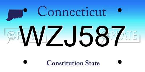 WZJ587 Connecticut License Plate