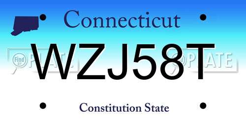 WZJ58T Connecticut License Plate