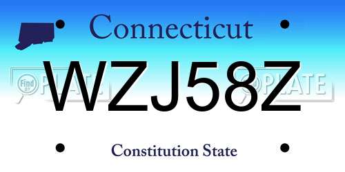 WZJ58Z Connecticut License Plate