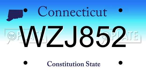 WZJ852 Connecticut License Plate