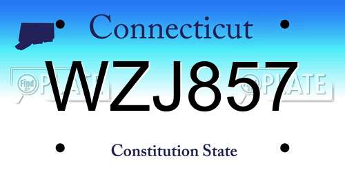 WZJ857 Connecticut License Plate