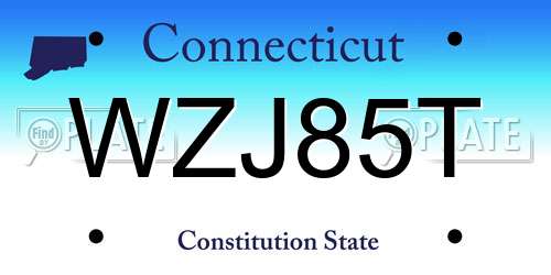 WZJ85T Connecticut License Plate