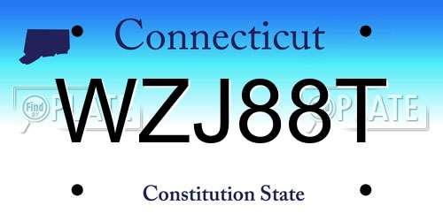 WZJ88T Connecticut License Plate