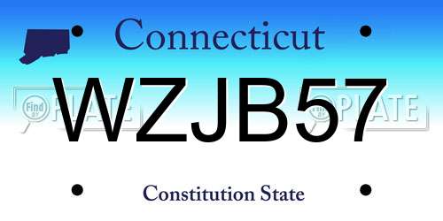 WZJB57 Connecticut License Plate