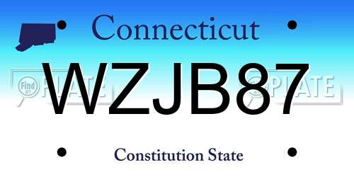 WZJB87 Connecticut License Plate