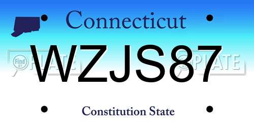 WZJS87 Connecticut License Plate