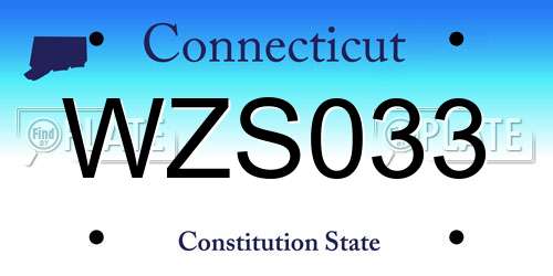 WZS033 Connecticut License Plate