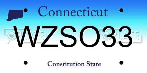 WZSO33 Connecticut License Plate