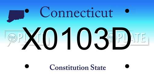 X0103D Connecticut License Plate