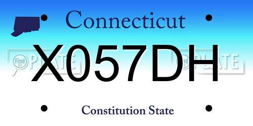 X057DH Connecticut License Plate