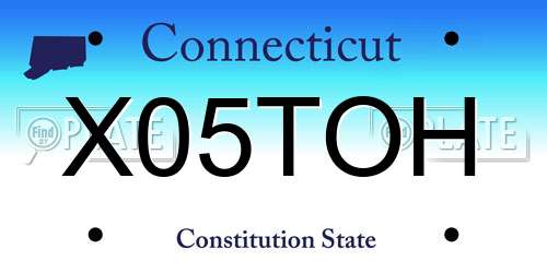 X05TOH Connecticut License Plate