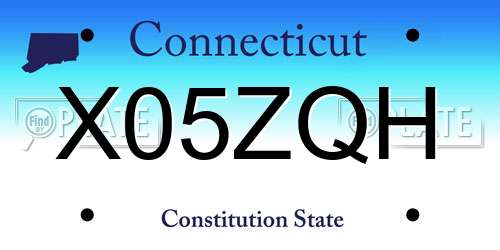 X05ZQH Connecticut License Plate