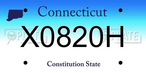 X0820H Connecticut License Plate