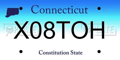 X08TOH Connecticut License Plate