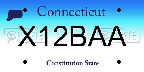 X12BAA Connecticut License Plate