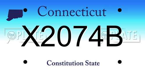 X2074B Connecticut License Plate