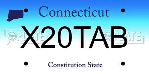 X20TAB Connecticut License Plate