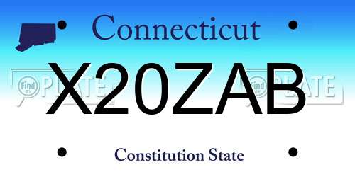 X20ZAB Connecticut License Plate