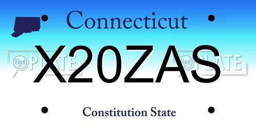 X20ZAS Connecticut License Plate