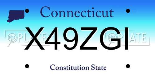 X49ZGI Connecticut License Plate