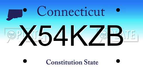 X54KZB Connecticut License Plate